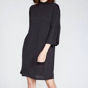 Another Love Dress Elbow Sleeves Modal Blend Mock Neck Soft Black Size Large